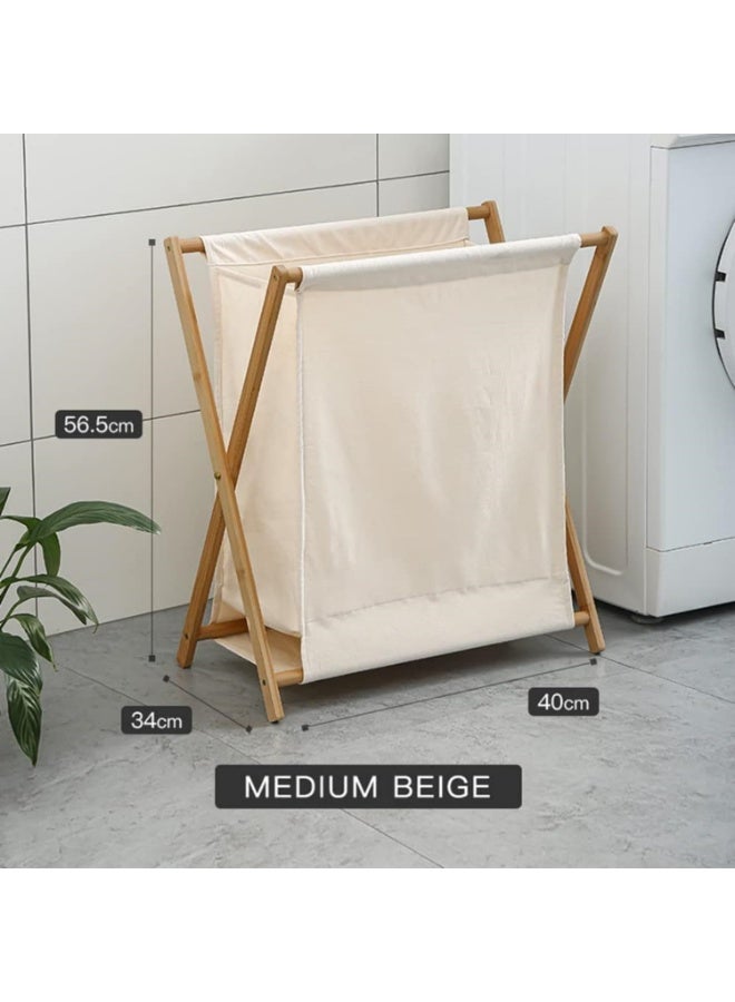 LINGWEI Wood Laundry Hamper Bakset 40x56.5x34cm Portable and Collapsible Folding Clothes Basket For Storage - Image 3