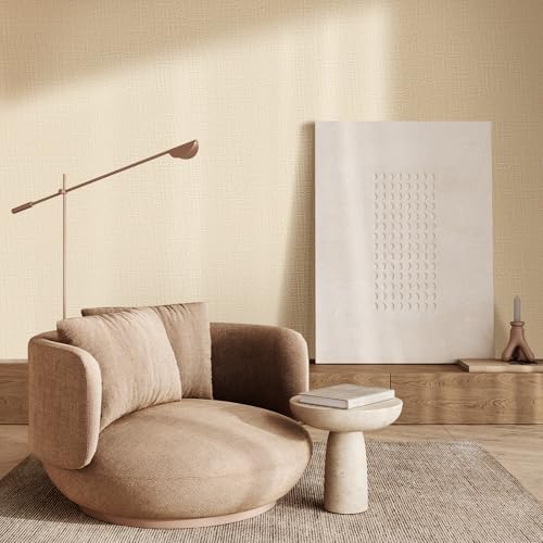 WADILE Grasscloth Peel and Stick Wallpaper 15.7in x 393.7in, Textured Contact Paper for Cabinets, Faux Linen Wall Paper Pull and Stick, Fabric Vinyl Wallpaper Self Adhesive Beige - Image 3