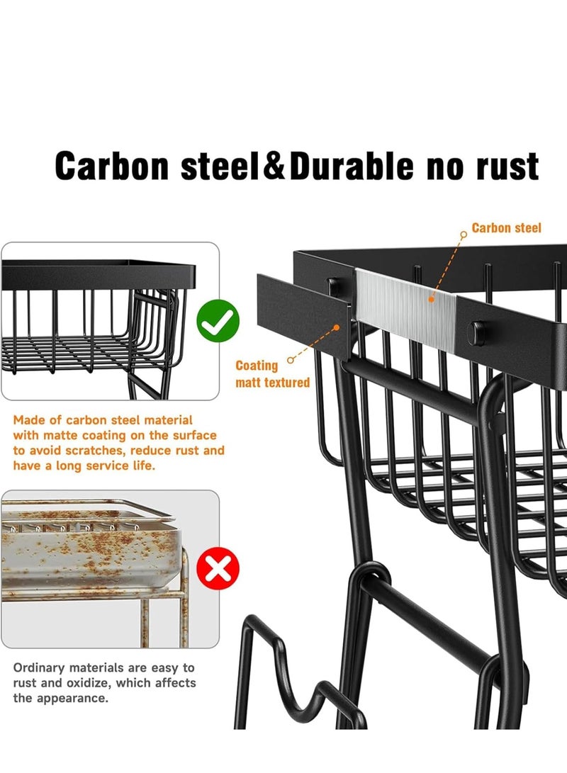 Yoawllty 3 Tier Large Dish Drying Rack, Detachable Dish Rack with Drain Board for Kitchen Organization, Capacity Dish Drainer Organizer(Black ) - Image 5