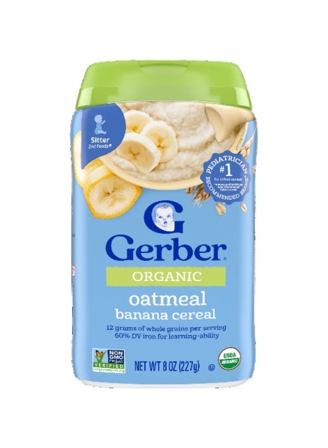 Gerber 2nd Foods Cereal Organic Oatmeal Banana 8 Oz - Image 1