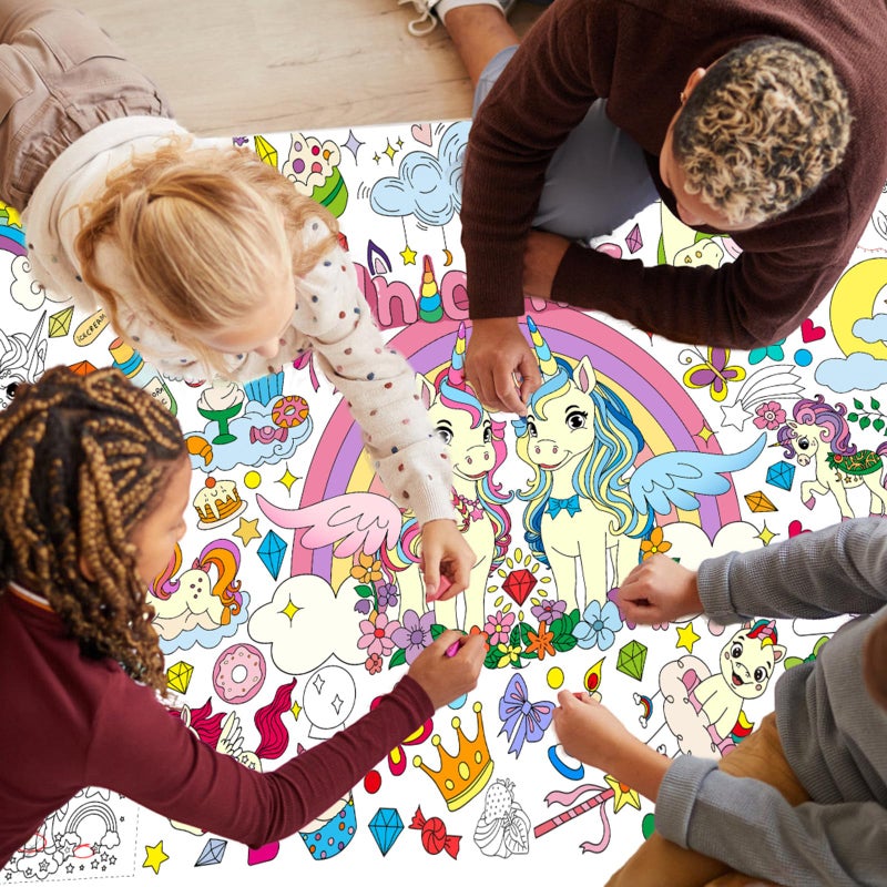 Drunze Giant Coloring Poster,35x72Inch,Versatile Unicorn Birthday Activity Drawing Paper Coloring Tablecloth,DIY Rainbow,Unicorn Poster Table Cover Kids Art Crafts Coloring Mat,Home Classroom Party Suppiles - Image 5