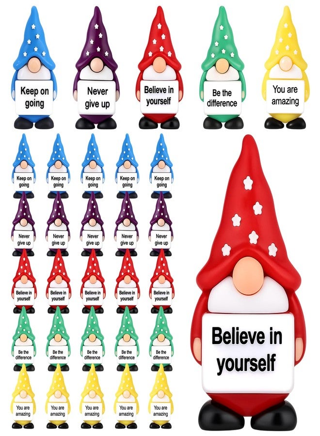 Vicenpal 25 Pcs Mini Inspirational Gnome Emotional Uplifting Gnomes Resin Figurines Gnome Statues for Garden Decor Fairy Projects Motivational Decorations for Christmas Outdoor Patio and Home Spaces - Image 1