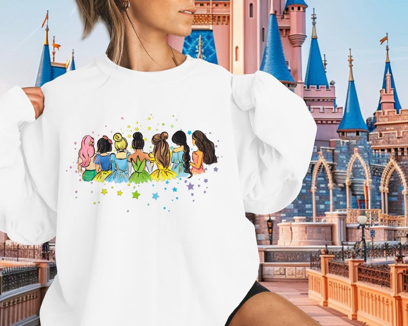 UNIQUEONE Magical Princess Sweatshirt for Women: Cute Magic Kingdom Princess Sweater Family Vacation Trip Pullover Tops White - Image 4