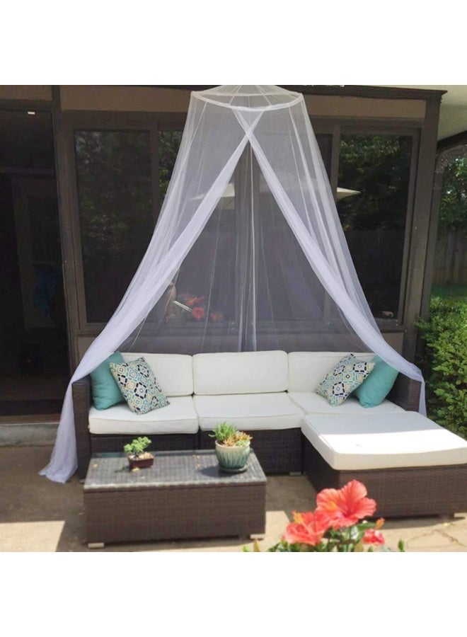 Large White Mosquito Net for Bed, Hanging Bed Canopy with Lace Flower Detail, Easy Installation, Includes Storage Bag - Image 2