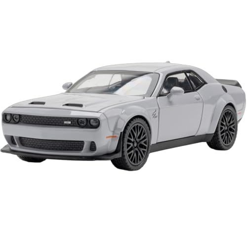 ERBADIHAGO Toy Car Compatible for Challenger Hellcat 132 Alloy Model Car with Light and Sound Collectible Model Cars Pull Back Toy Vehicles for Boys Children Age 3 Year Old Gray - Image 1