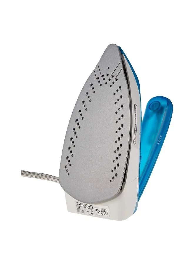 BLACK+DECKER 1085W Dual Voltage Travel Steam Iron Blue and White 40ml TI250-B5