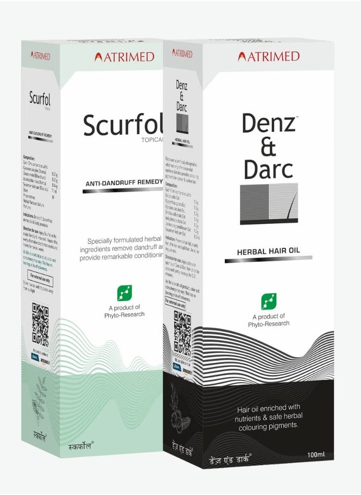 Atrimed Denz & Darc Hair Oil and Scurfol Anti-Dandruff Shampoo | Pack of 2 - pzsku/ZBE77CA926CDD8A8B4254Z/45/_/1736322429/da66194c-e163-426b-9b20-1d581ea5ad13