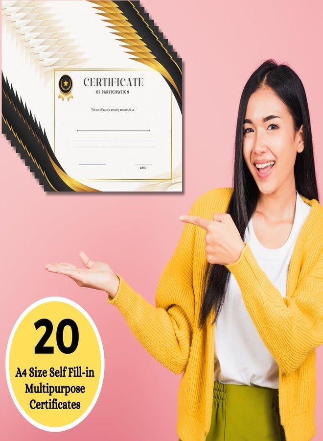 AanyaCentric Pack of 20, A4 Size 8.3 x 11.7 Inch Self Fill-in Certificate of Appreciation Pre-Printed on Glossy Photo PaperFor Recognition Achievement Completion Award for Student Employee Trainee - Image 2