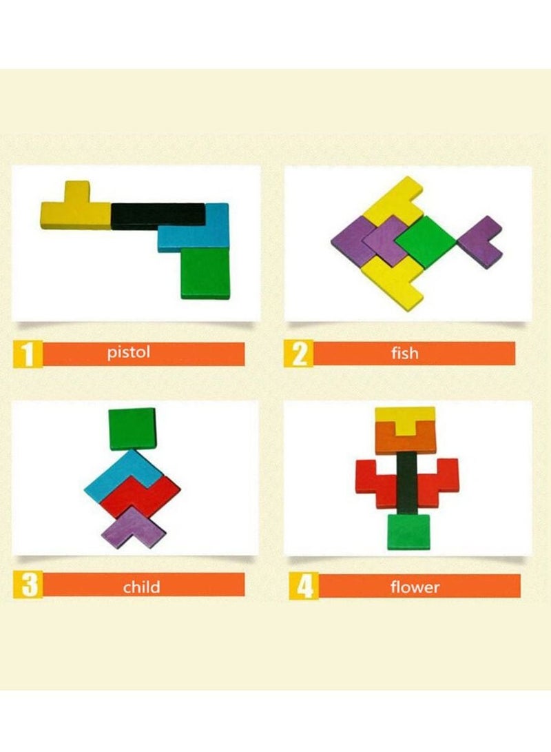 MARGOUN Wooden Jigsaw Puzzle 40 Pieces Tangram Jigsaw Teasers Educational Children’s Puzzle Game for Ages 3+ - Image 3