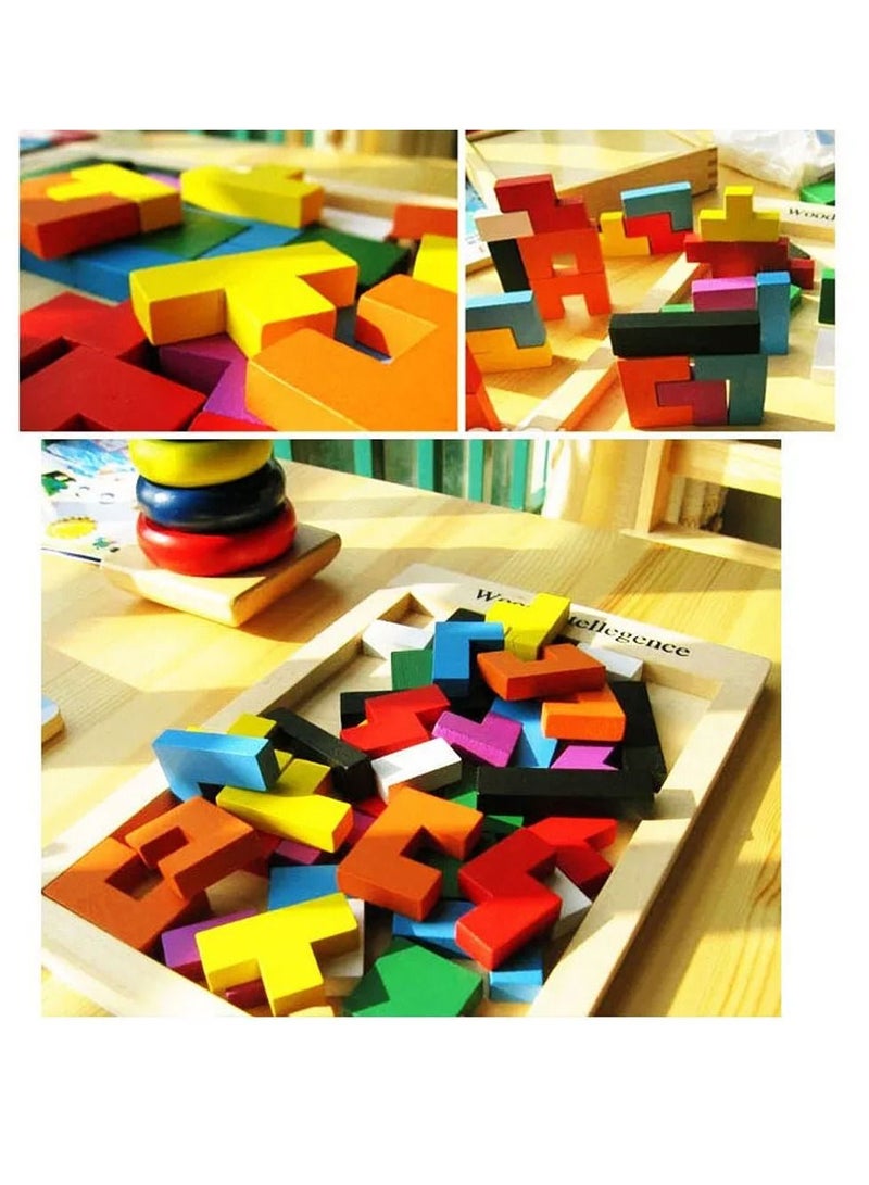 MARGOUN Wooden Jigsaw Puzzle 40 Pieces Tangram Jigsaw Teasers Educational Children’s Puzzle Game for Ages 3+ - Image 4