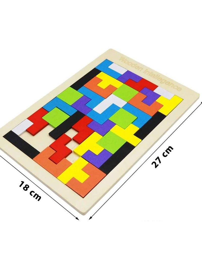 MARGOUN Wooden Jigsaw Puzzle 40 Pieces Tangram Jigsaw Teasers Educational Children’s Puzzle Game for Ages 3+ - Image 2