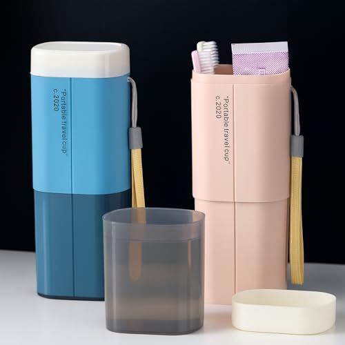 Shopiable Store Plastic Travel Toothbrush Case Multifunctional Toothpaste Container Portable Business Trips Wash Cup Holder Organizer Towel Storage Box For Traveling,Camping,Business Trip School(2) - Image 5
