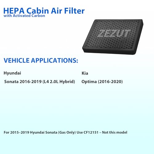 ZEZUT Cabin Air Filter CF12159 Fits 2016‑2019 Hyundai Sonata (L4 2.0L Hybrid Only) & Kia Optima (2016‑2020), Honeycomb Structure, Activated Carbon & Durable Frame - Image 2