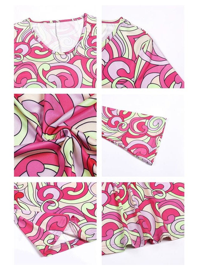 Deerjoke 60s 70s Disco Outfit Hippie Costume Women, 1970 Style Clothes Dress Peace Sign Accessories Jewelry Halloween, Pink, XL - Image 4