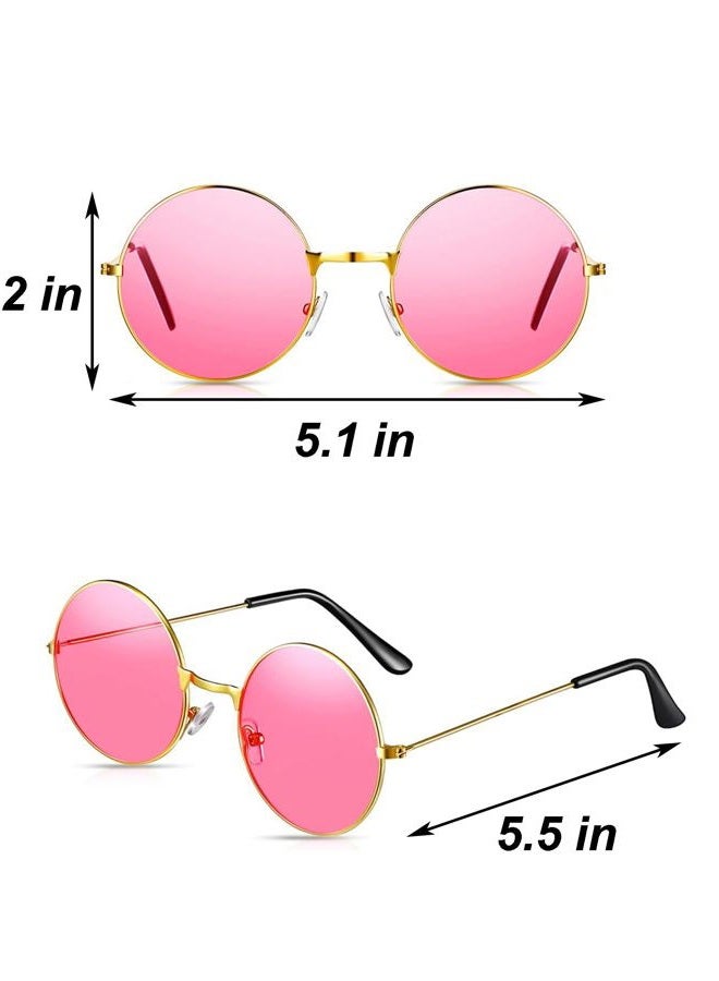 Deerjoke 60s 70s Disco Outfit Hippie Costume Women, 1970 Style Clothes Dress Peace Sign Accessories Jewelry Halloween, Pink, XL - Image 5