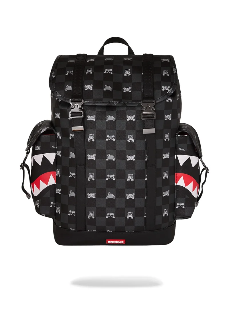 SPRAYGROUND GRAY PEEKING CHARACTER CHECK MONTE CARLO BACKPACK