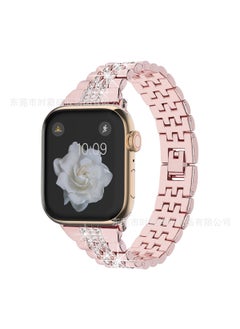 Suitable for apple watchband apple watch8/7/6/SE/Ultra apple Diamond iwatch Metal WatchbandRose pink + bright rose pink connector 38/40/41 Rose pink + bright rose pink connector 38/40/41