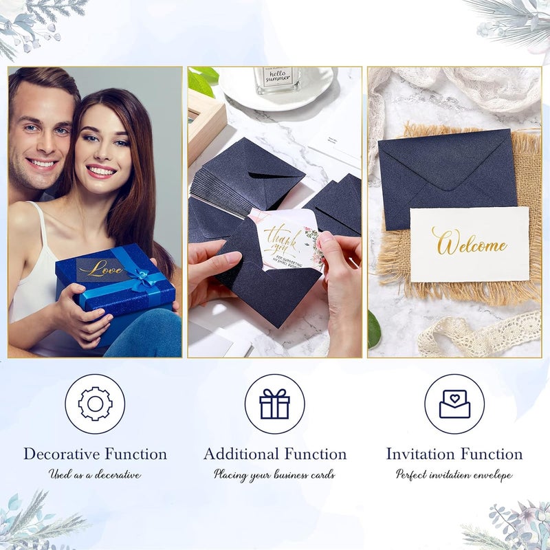 Yahenda 200 Count Mini Gift Card Envelopes Bulk Wedding Pocket Small Paper Envelopes Gift Card Sleeves Greeting Business Tiny Pocket for Graduation Engagement Mother's Day 4 x 2.7 Inch(Dark Blue) - Image 4