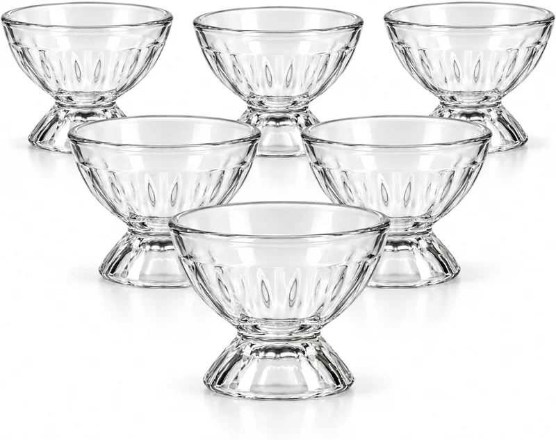 Cuisine Art Cuisine Art 140ml Transparent Glass Dessert Bowls, Set of 6, Small Serving Bowls for Ice Cream, Pudding, Fruit Salad and Snacks