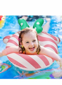 KASTWAVE Pool Floats Kids, Inflatable for Adults, 25 inch Floaties Swimming Rings, Tube Toys for 3-8, Summer Beach Party Decorations (Pink Stripes)  - Image 2