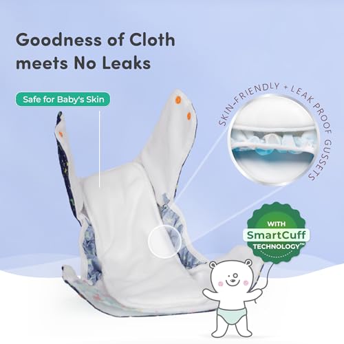 Mylo Leak-Proof Baby Cloth Diaper Combo (1 Diapers + 1 Inserts) | Free Size (3M-3Y) | High Absorption | Quick Dry | Oeko-Tex Certified | Washable - Twinkle Twinkle - Image 3