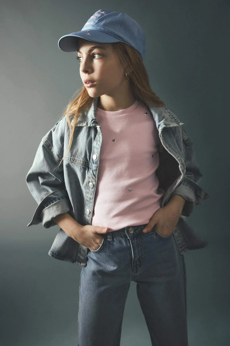 DeFacto Girl Heart Patterned Ribbed T-Shirt