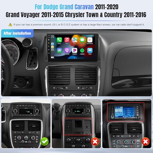 Naifay Car Stereo for Dodge Grand Caravan 2011-2020 Chrysler Town & Country 2011-2016 Grand Voyager 2011-2015, 9inch Touch Screen for Dodge Caravan Radio with CarPlay Android Auto BT GPS WiFi SWC - Image 2