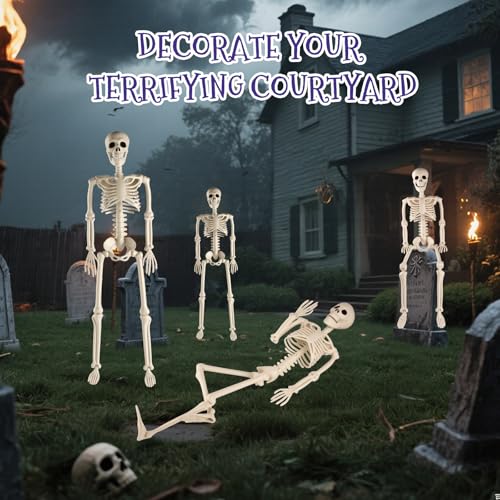Toolterritary 36" Halloween Skeleton, 3 ft Human Skeleton Full Body Posable Joints Plastic Skeleton for Halloween Decoration, Yard Patio Lawn Garden Skeleton Spooky Party Decoration Indoor Outdoor - Image 5