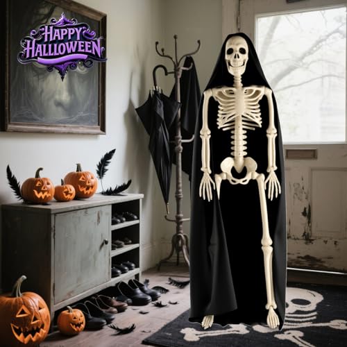 Toolterritary 36" Halloween Skeleton, 3 ft Human Skeleton Full Body Posable Joints Plastic Skeleton for Halloween Decoration, Yard Patio Lawn Garden Skeleton Spooky Party Decoration Indoor Outdoor - Image 2
