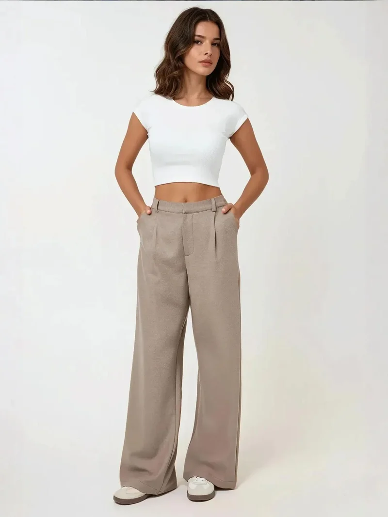 HICCUP High Waist Pleated Wide Leg Pants