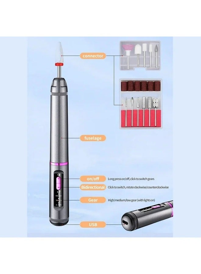 عام آلة طحن الأظافر، مزيل الأظافر المنزلي، لتلميع وإزالة الجلد الميت في فن الأظافر، جهاز محمول كهربائي لطحن الأظافر. - Image 3