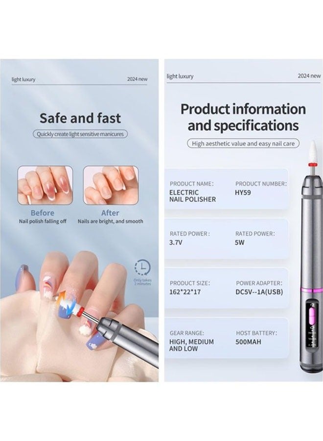 عام آلة طحن الأظافر، مزيل الأظافر المنزلي، لتلميع وإزالة الجلد الميت في فن الأظافر، جهاز محمول كهربائي لطحن الأظافر. - Image 4