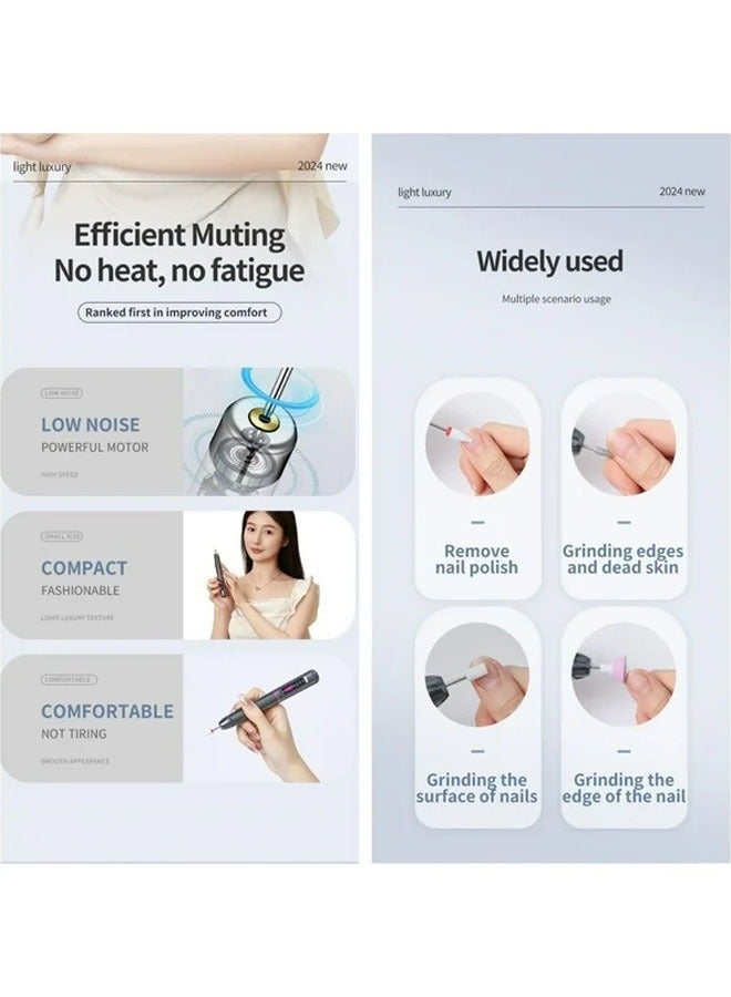 عام آلة طحن الأظافر، مزيل الأظافر المنزلي، لتلميع وإزالة الجلد الميت في فن الأظافر، جهاز محمول كهربائي لطحن الأظافر. - Image 5