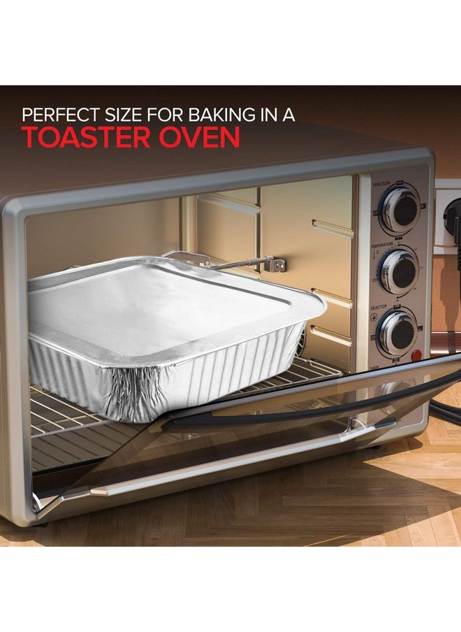 Stock Your Home Stock Your Home 8" Square Cake Pans (50 Pack) - Disposable & Recyclable - Aluminum Baking Pans with Lids  - Image 3
