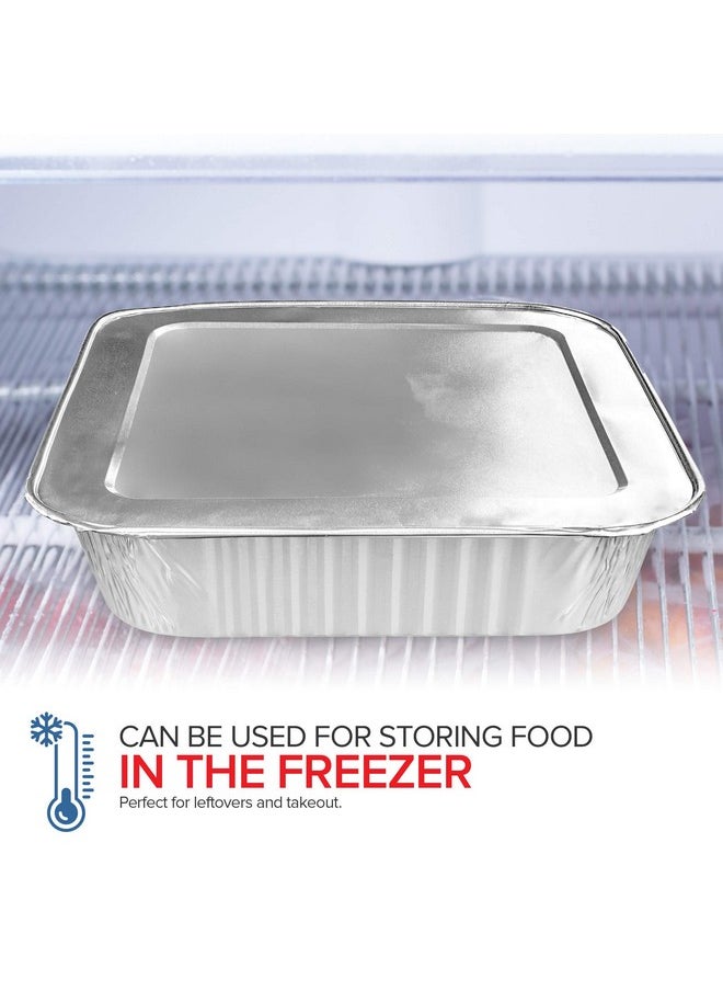 Stock Your Home Stock Your Home 8" Square Cake Pans (50 Pack) - Disposable & Recyclable - Aluminum Baking Pans with Lids  - Image 5
