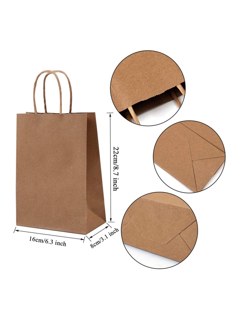ECVV أكياس هدايا ECVV مجموعة 48 قطعة أكياس ورقية صديقة للبيئة مع مقابض أكياس ورقية بالجملة أكياس تسوق أكياس كرافت أكياس بيع بالتجزئة أكياس حفلات (بني، 21 * 15 * 8 سم) - Image 2