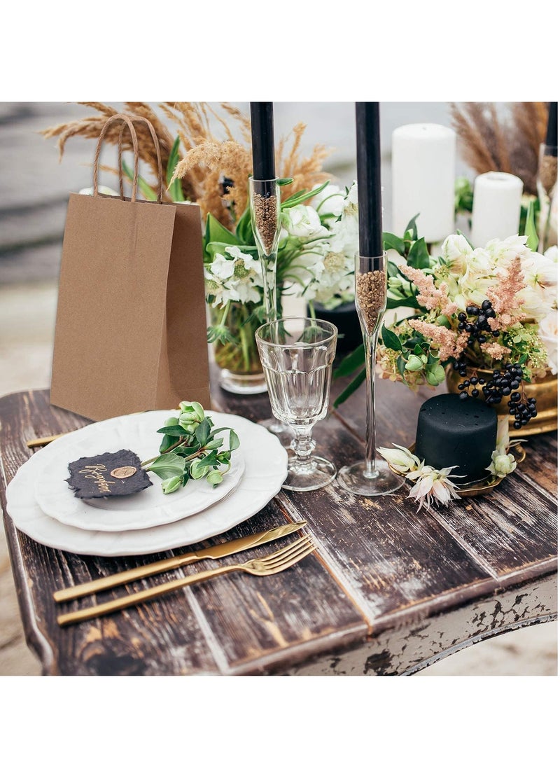 ECVV أكياس هدايا ECVV مجموعة 48 قطعة أكياس ورقية صديقة للبيئة مع مقابض أكياس ورقية بالجملة أكياس تسوق أكياس كرافت أكياس بيع بالتجزئة أكياس حفلات (بني، 21 * 15 * 8 سم) - Image 5