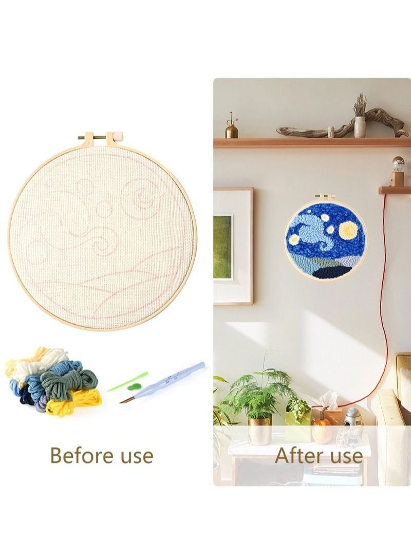 NIBEMINENT Wool Poke Embroidery DIY Material Pack - Star Moon Night - Image 3