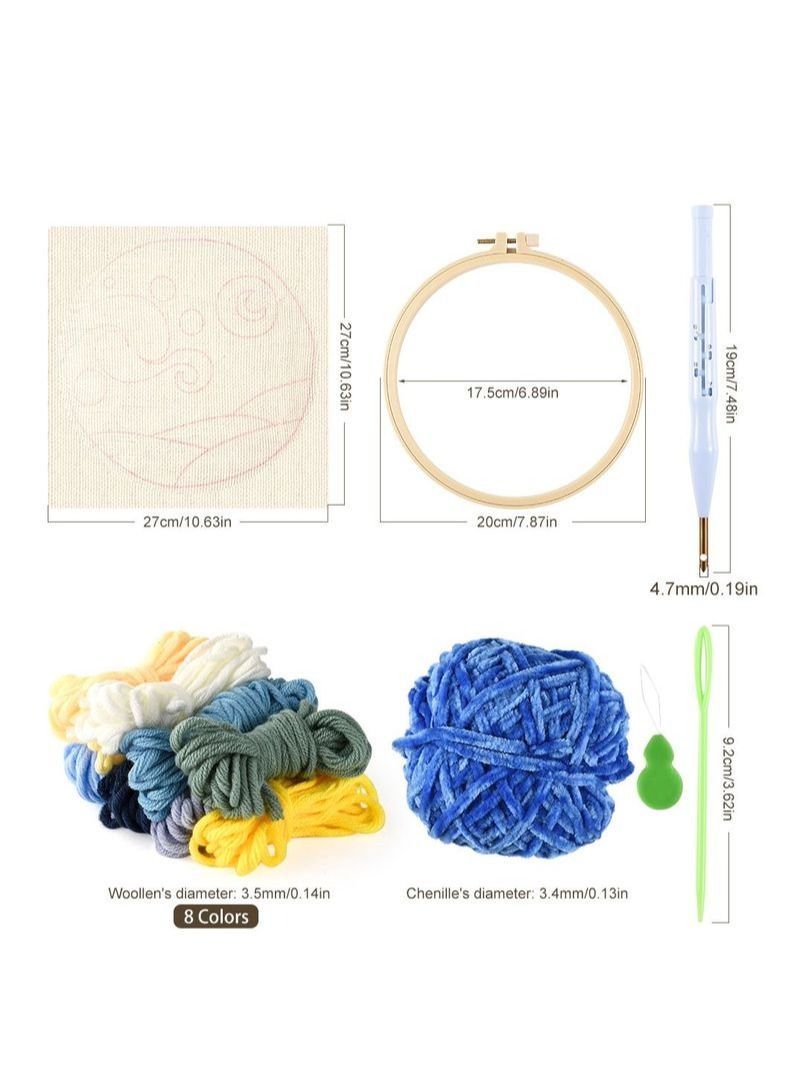 NIBEMINENT Wool Poke Embroidery DIY Material Pack - Star Moon Night - Image 2