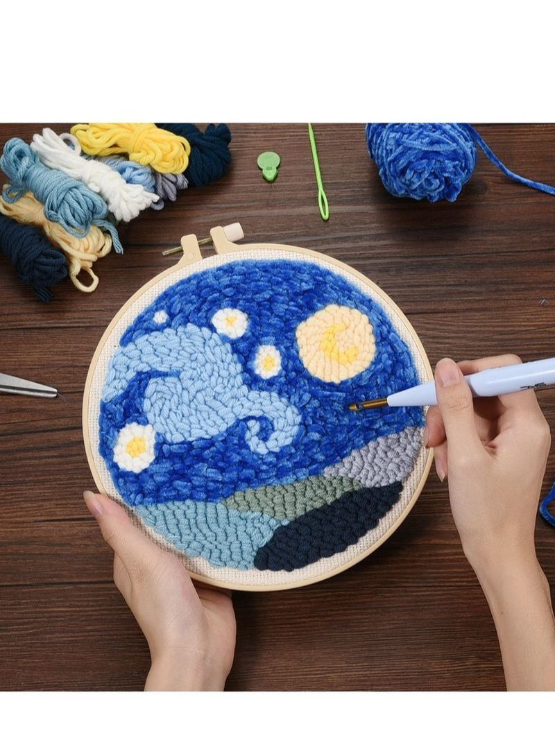 NIBEMINENT Wool Poke Embroidery DIY Material Pack - Star Moon Night - Image 5