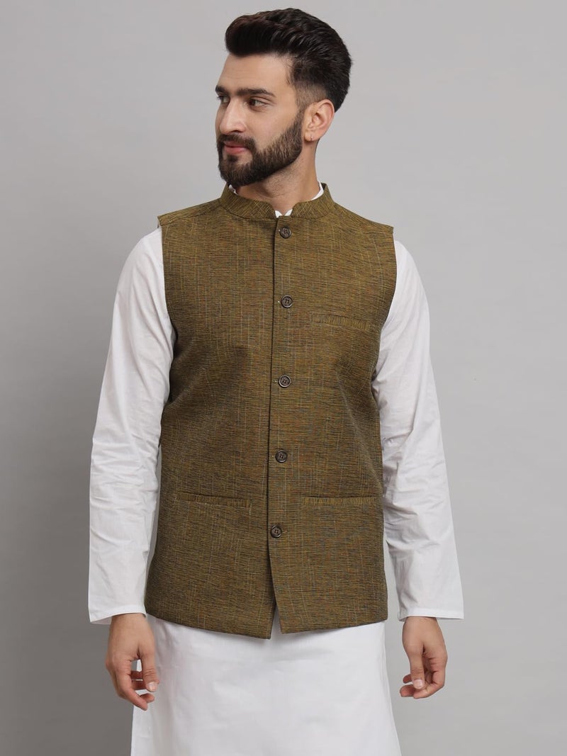 LATEST CHIKAN Men's Traditional Cotton Nehru Jacket/Waistcoat,42 - Image 3