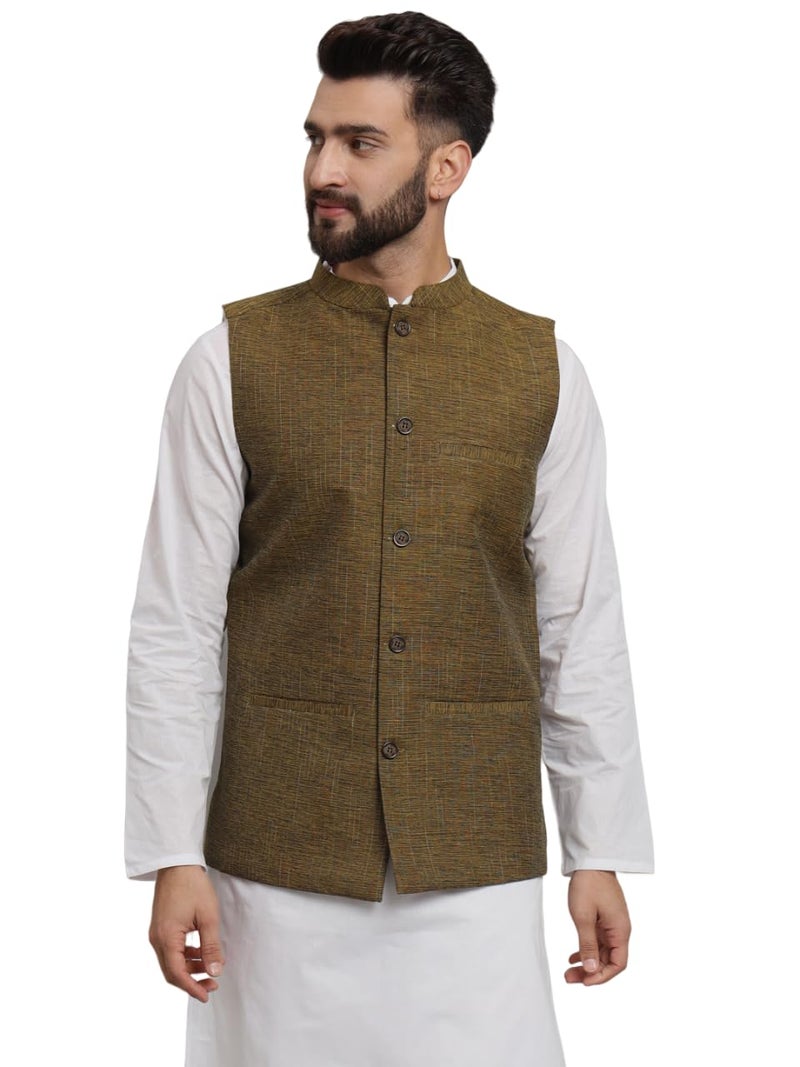 LATEST CHIKAN Men's Traditional Cotton Nehru Jacket/Waistcoat,42 - Image 1