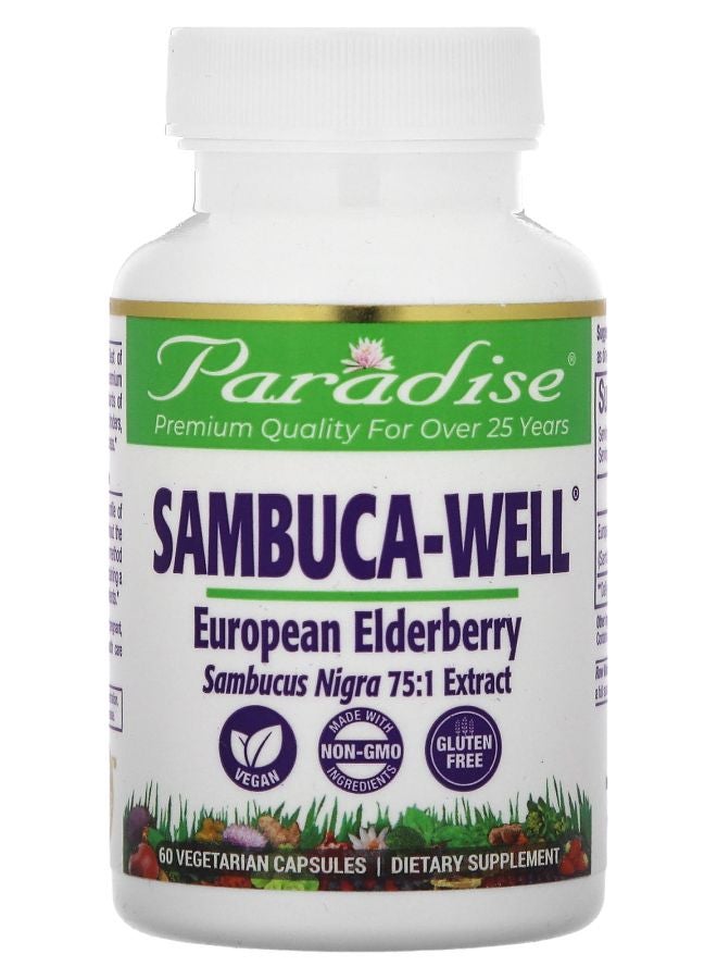 Paradise Herbs SambucaWell European Elderberry 60 Vegetarian Capsules
