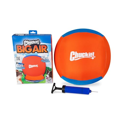 Chuckit! Big Air Fetch Ball Dog Toy (14 Inch) Herding Instincts Dog Toy, for Interactive, Non-Chewing Activities, for All Breeds, Inflating Pump Included - Image 1