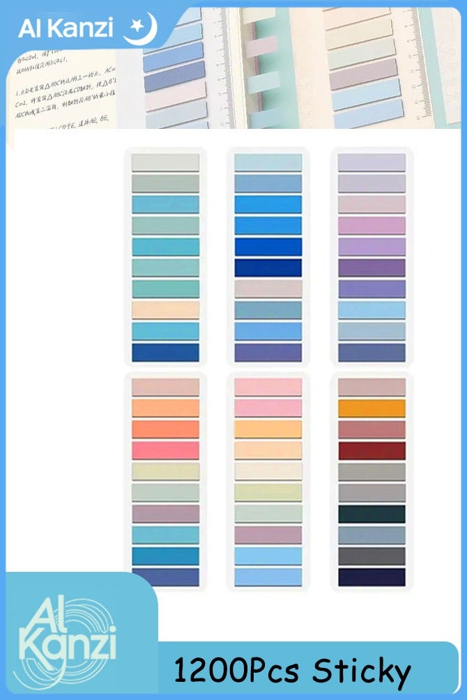 Al Kanzi 1200Pcs Sticky Tabs, Transparent Sticky Notes Flags Pastel Book Tabs Writable Annotation Tabs Morandi Page Markers Clear Index Tabs Translucent Index Stickers for Books Office Supplies - Image 1