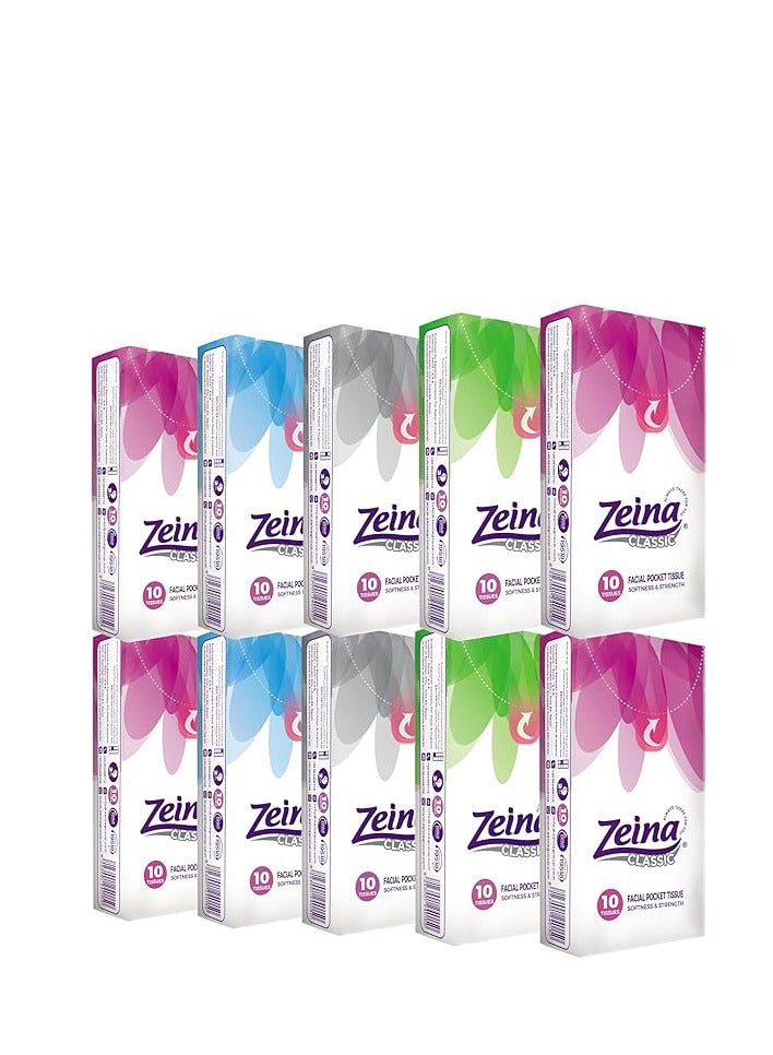 Zeina Pocket 10 Tissues Set Of 10 Packs - Multi-color