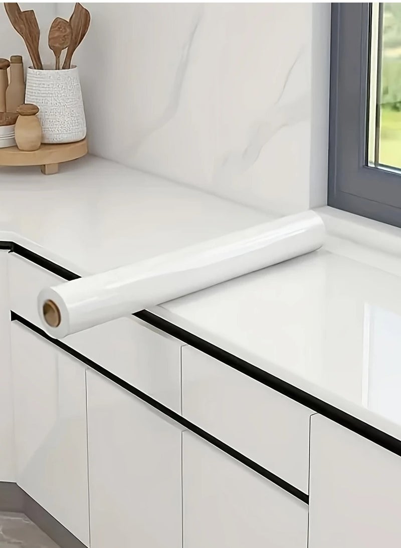 بامير ورق جدران ذاتي اللصق مقاوم للماء - 40 سم × 100 سم، بنمط رخامي لامع، مقاوم للزيت، مناسب للخزائن وأسطح العمل والجدران، سهل القطع والتركيب - Image 1