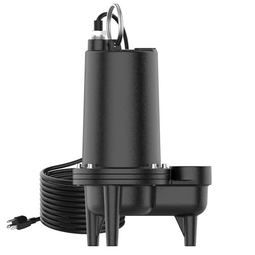 Bomgie 2/5HP Cast Iron Sewage Pump, 5995GPH Submersible Effluent Pump with 20ft Cord, Ideal for Basement/Sump Applications – Commercial-Grade Drainage System, 2'' NPT Discharge - Image 1