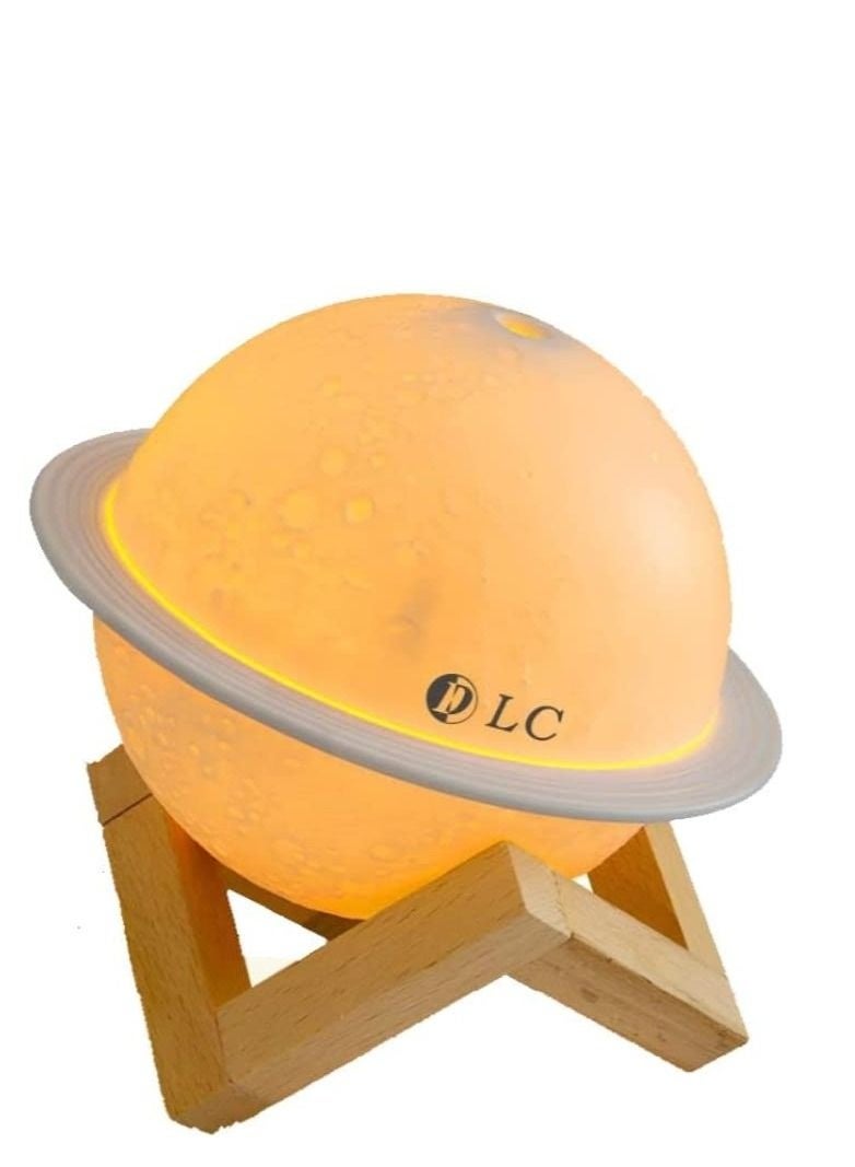 ال دي مصباح ليلي LED على شكل كوكب مع قاعدة خشبية ووظيفة معطر - Image 1