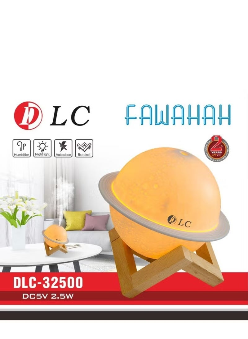 ال دي مصباح ليلي LED على شكل كوكب مع قاعدة خشبية ووظيفة معطر - Image 2